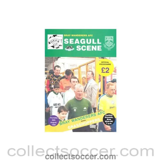 1999 - Bray Wanderers v Grasshoppers Switzerland official programme 26/08/1999 UEFA Cup - Collect Soccer