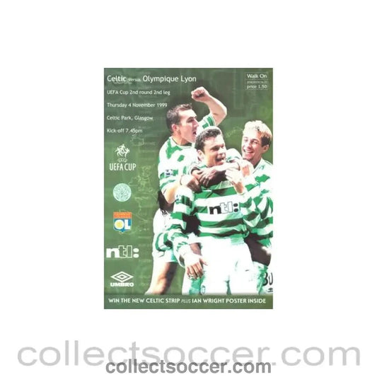 1999 - Celtic v Olympique Lyon official programme 04/11/1999 UEFA Cup - Collect Soccer