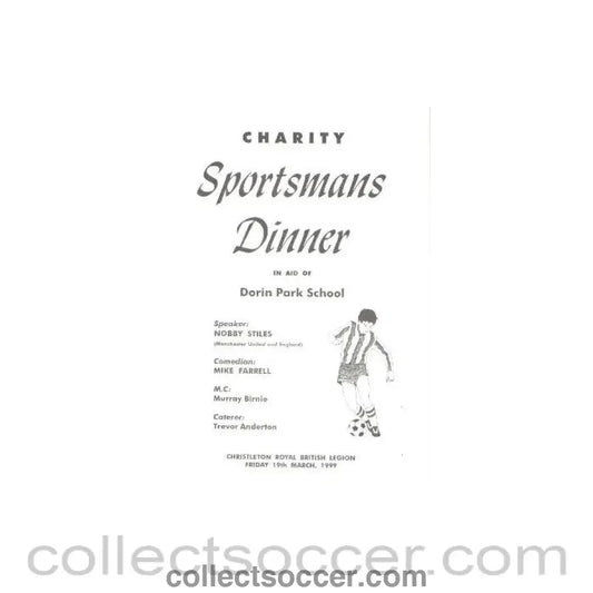 1999 - Charity Sportsmans Dinner menu 19/03/1999
