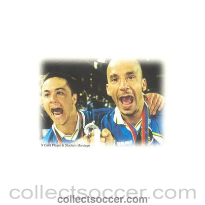 1999 - Chelsea card of 1999 featuring Dennis Wise and Gianluca Vialli