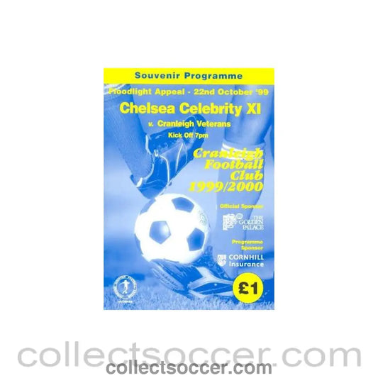 1999 - Chelsea Celebrity XI v Cranleigh Veterans official programme 22/10/1999