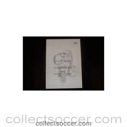 1999 - Chelsea Reserves v Crystal Palace Reserves official programme 15/11/1999 F.A. Premier Reserve League - Collect Soccer