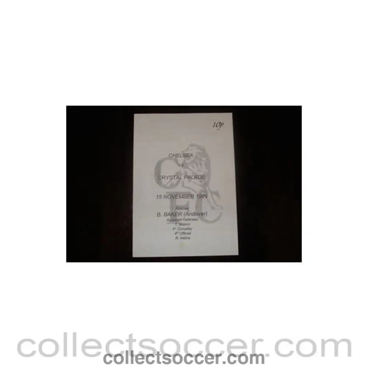 1999 - Chelsea Reserves v Crystal Palace Reserves official programme 15/11/1999 F.A. Premier Reserve League
