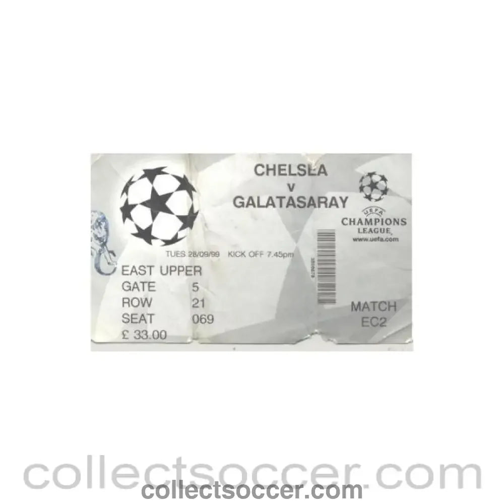 1999 - Chelsea v Galatasaray ticket 28/09/1999