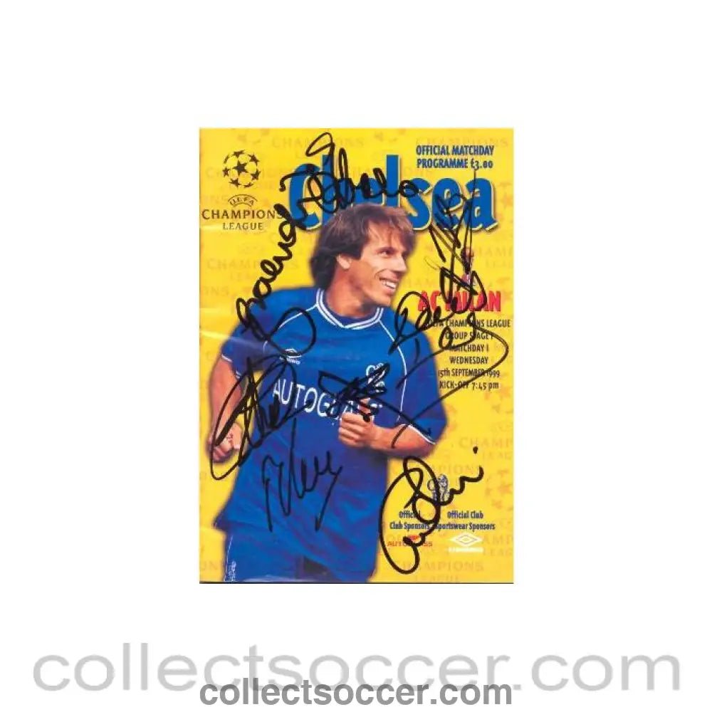 1999 - Chelsea v Milan official programme 15/09/1999 Champions League, multi - signed - Collect Soccer