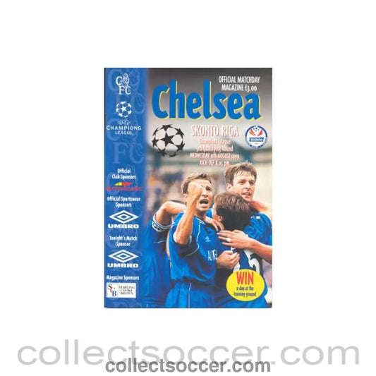 1999 - Chelsea v Skonto Riga official programme 11/08/1999 Champions League
