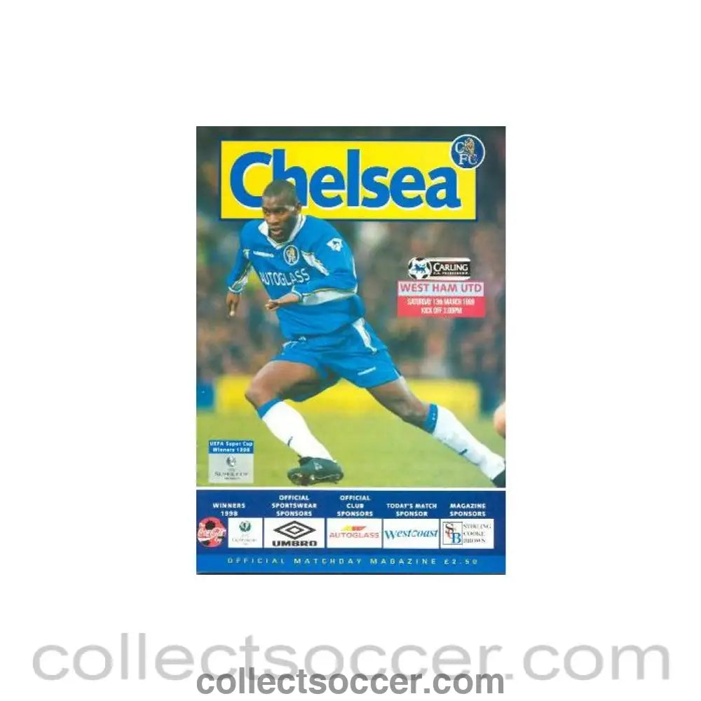 1999 - Chelsea v West Ham United official programme 13/03/1999