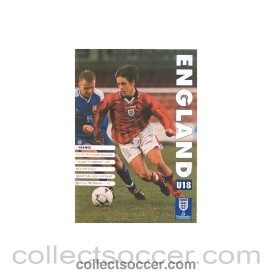 1999 England v France official programme 09/02/1999 U18