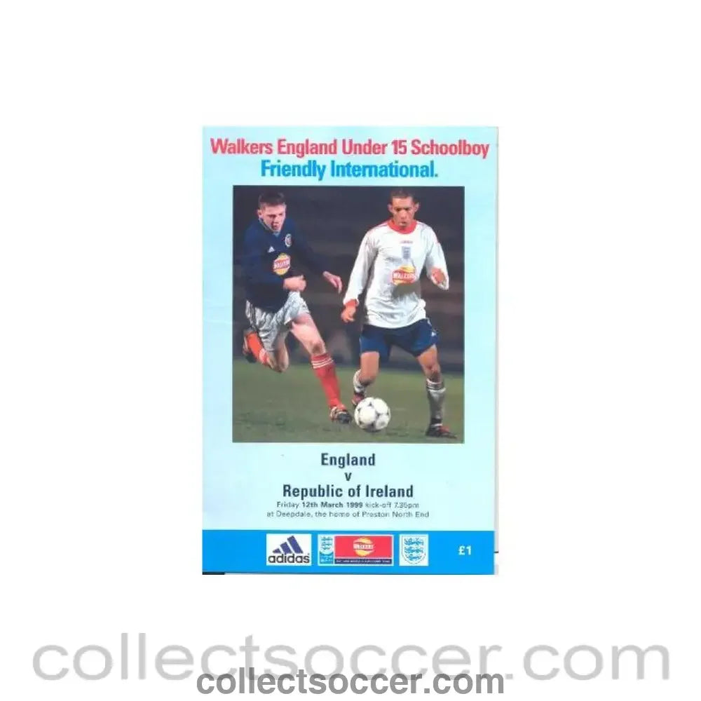 1999 England v Ireland official programme 12/03/1999 U15