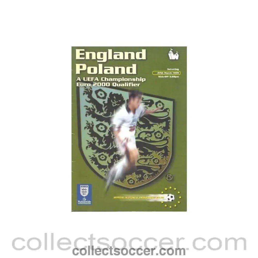 1999 England v Poland official programme 27/03/1999 Euro 2000 Qualifier - Collect Soccer