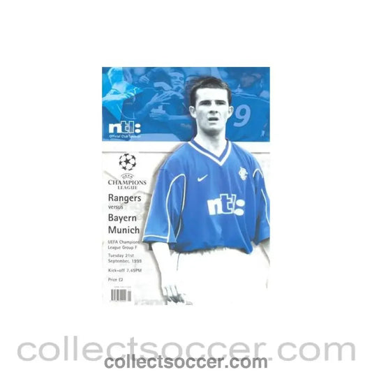 1999 - Glasgow Rangers v Bayern Munich official programme 21/09/1999 Champions League - Collect Soccer