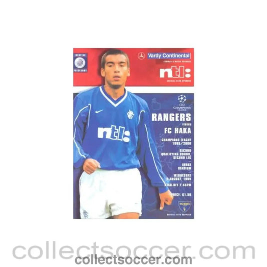 1999 - Glasgow Rangers v Haka official programme 04/08/1999 Champions League - Collect Soccer