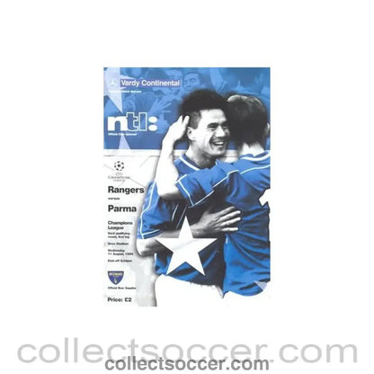 1999 - Glasgow Rangers v Parma official programme 11/08/1999 Champions League - Collect Soccer