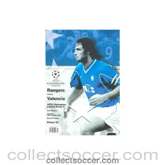 1999 - Glasgow Rangers v Valencia official programme 26/10/1999 Champions League - Collect Soccer