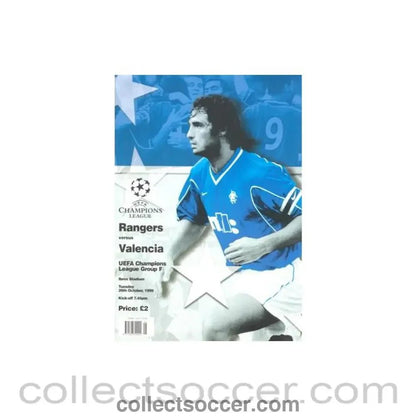 1999 - Glasgow Rangers v Valencia official programme 26/10/1999 Champions League - Collect Soccer