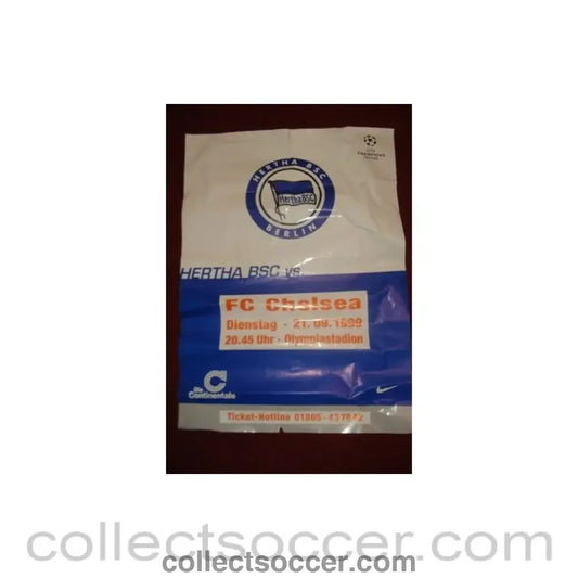 1999 - Hertha Berlin v Chelsea poster 21/09/1999 Champions League reduced price