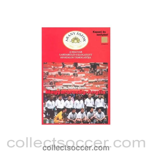 1999 Hungary v England official programme 28/04/1999 red issue - Collect Soccer