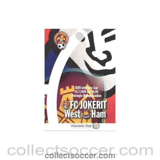 1999 - Jokerit v West Ham United official programme 24/07/1999 Intertoto Cup - Collect Soccer