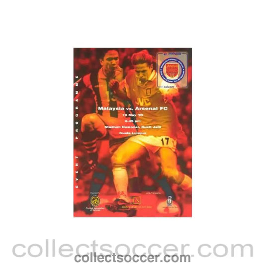 1999 - Malaysia v Arsenal official programme 19/05/1999 match played in Kuala Lampur Malaysia