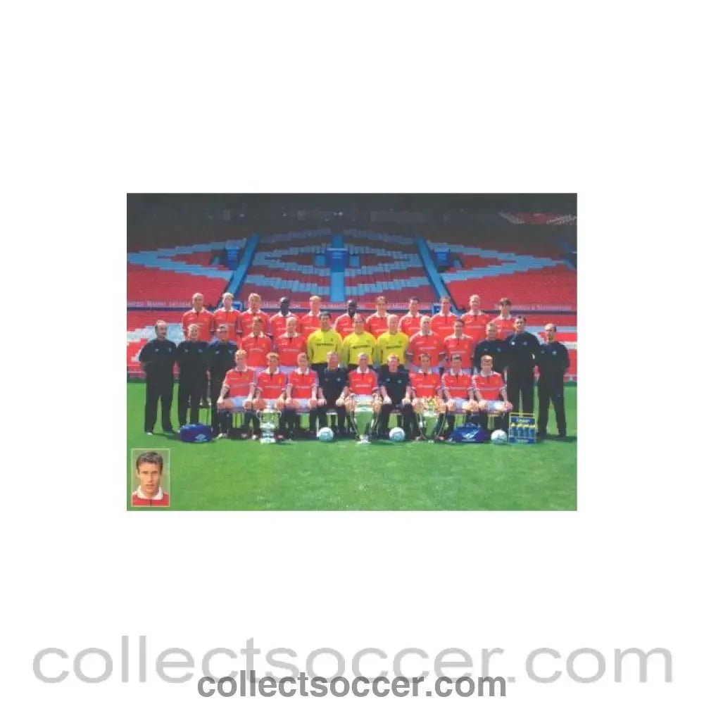 1999 - Manchester United card 1999-2000 with facsimile signatures of the team - Collect Soccer