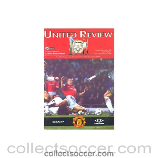 1999 - Manchester United v West Ham United official programme 10/01/1999 Premier League - Collect Soccer