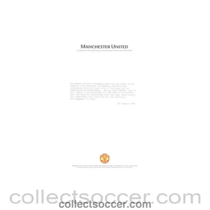 1999 - Media release statement from Manchester United FC to Roy Keane of 14/08/1999 about him leaving the football club in 1999 - Collect Soccer