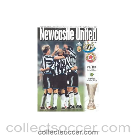 1999 - Newcastle United v CSKA Sofia Bulgaria official programme 30/09/1999 UEFA Cup - Collect Soccer