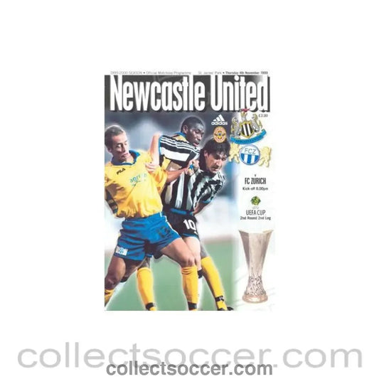 1999 - Newcastle United v Zurich official programme 04/11/1999 UEFA Cup - Collect Soccer