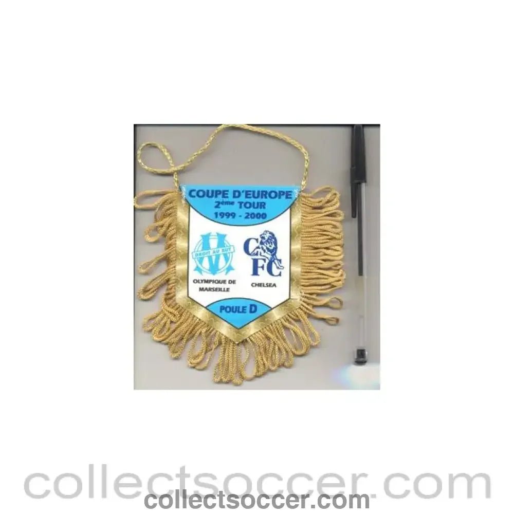 1999 - Olympique de Marseille v Chelsea small pennant 1999 - 2000 European Cup - Collect Soccer
