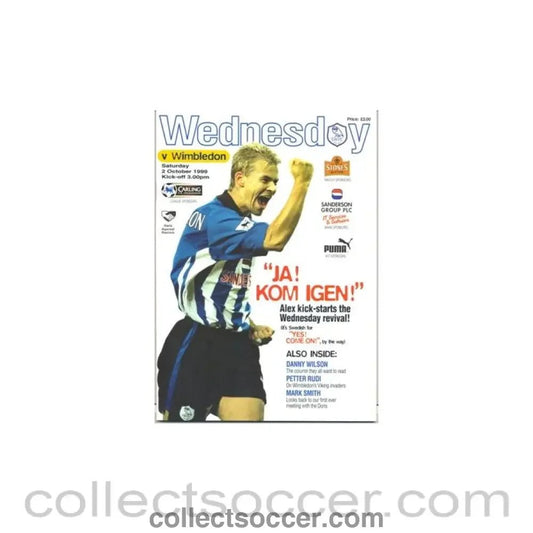 1999 - Sheffield Wednesday v Wimbledon official programme 02.10.1999 - Collect Soccer