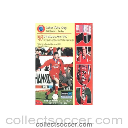 1999 - Shelbourne v Neuchatel Xamex Switzerland official programme 20/06/1999 Intertoto Cup - Collect Soccer