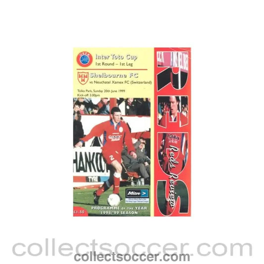 1999 - Shelbourne v Neuchatel Xamex Switzerland official programme 20/06/1999 Intertoto Cup - Collect Soccer