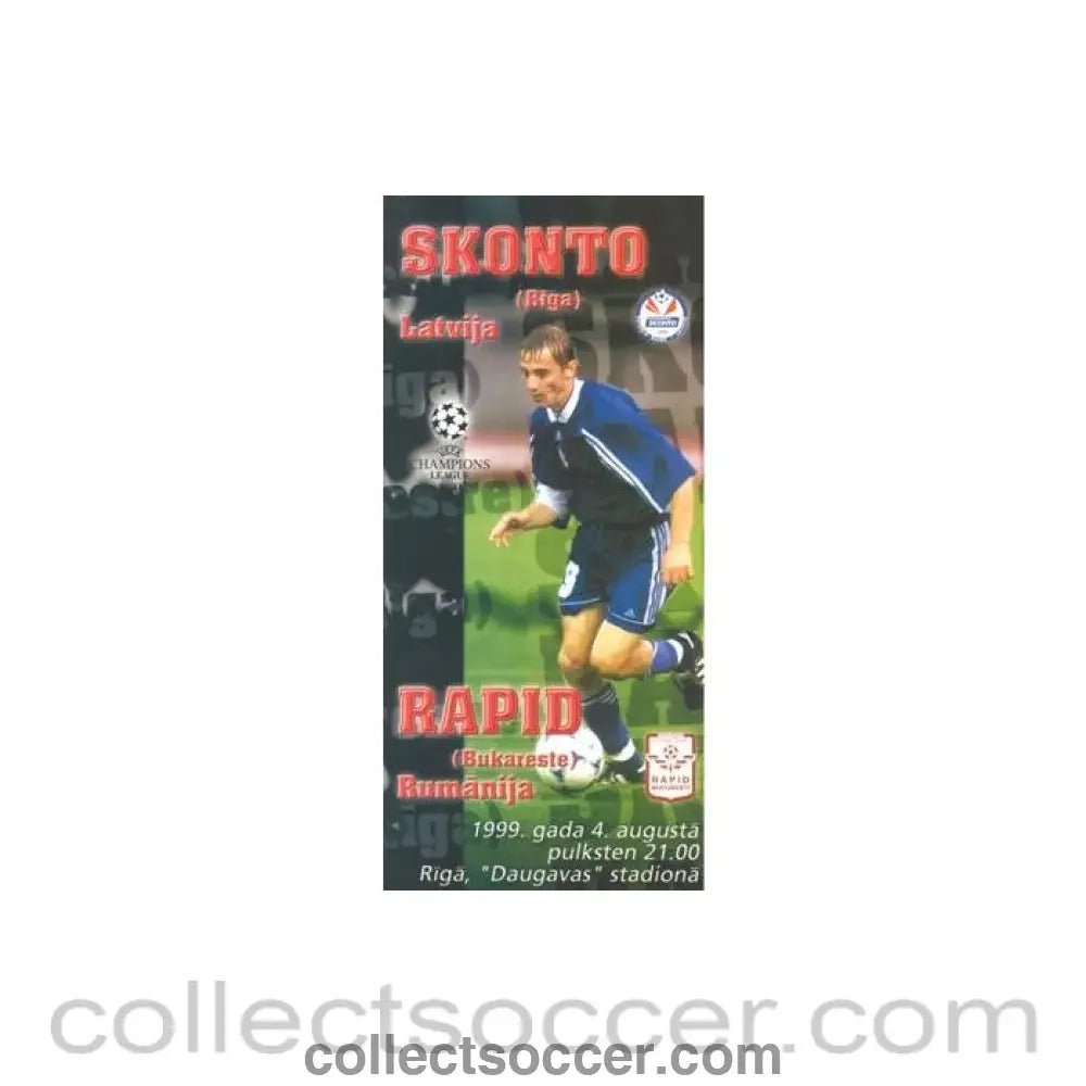1999 Skonto Riga v Rapid Bucharest official programme 04/08/1999 - Collect Soccer