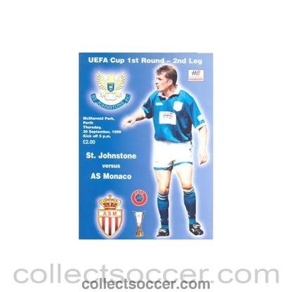1999 - St. Johnstone v Monaco official programme 30/09/1999 UEFA Cup - Collect Soccer