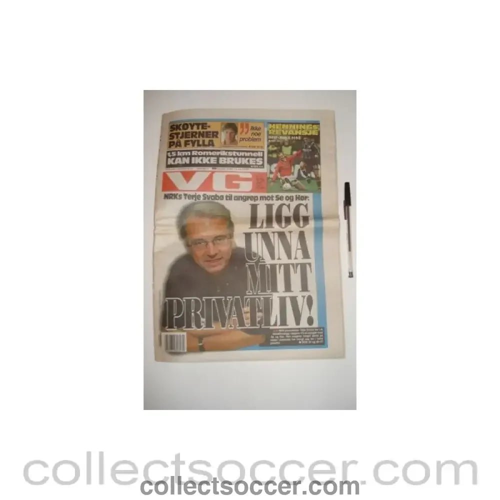 1999 - VG newspaper of 18/03/1999, covering Inter Milan v Manchester United - Collect Soccer
