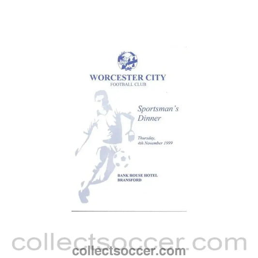 1999 - Worcester City FC Sportsman's Dinner menu 04/11/1999 - Collect Soccer