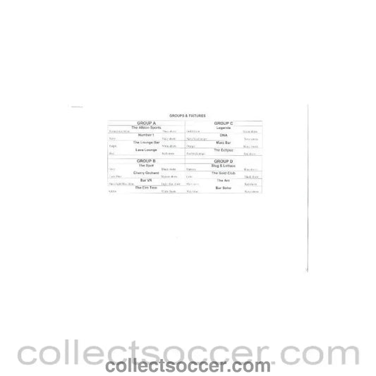 2000 - Amateurs Groups & Fixtures sheet, not dated probably of 2000's - Collect Soccer