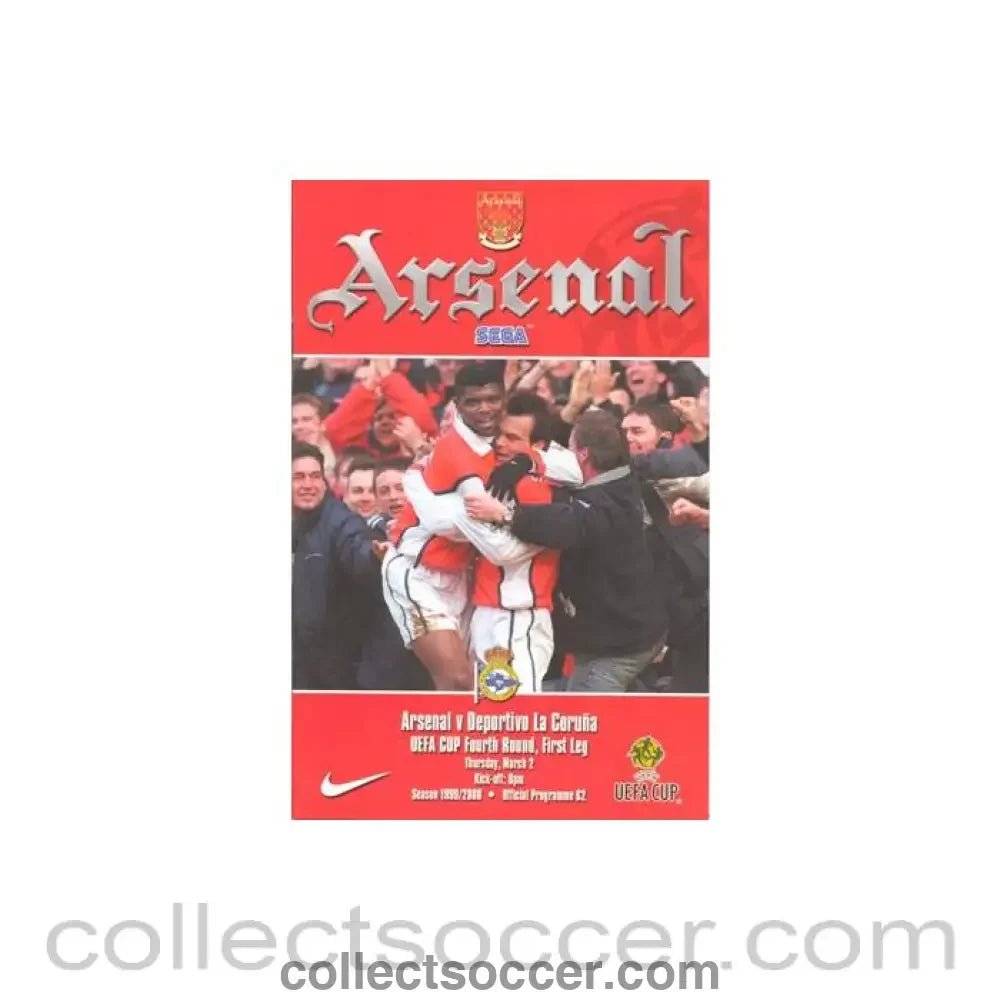 2000 - Arsenal v Deportivo la Coruna official programme 02/03/2000 UEFA Cup - Collect Soccer