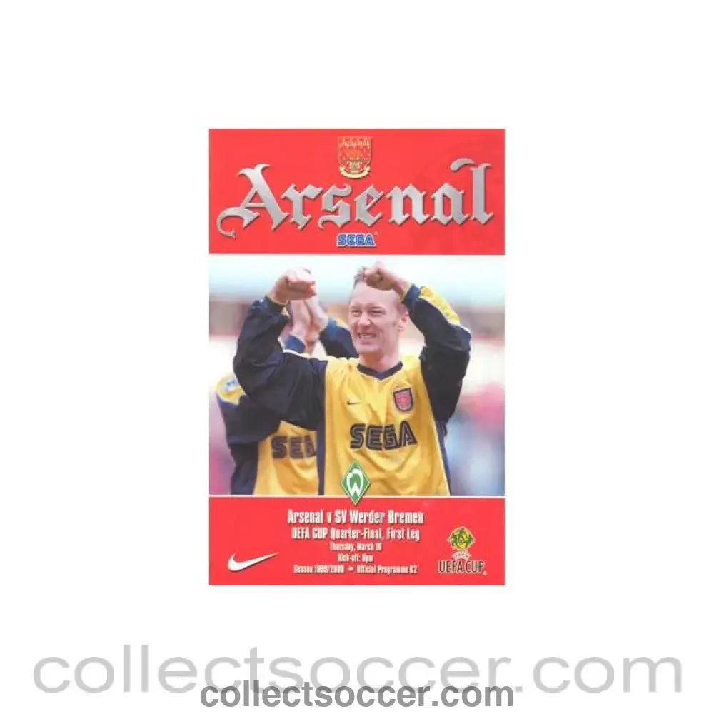 2000 - Arsenal v Werder Bremen official programme 16/03/2000 UEFA Cup