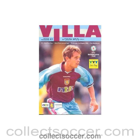 2000 - Aston Villa v Celta Vigo, Spain official programme 02/08/2000 Intertoto Cup Semi - Final - Collect Soccer