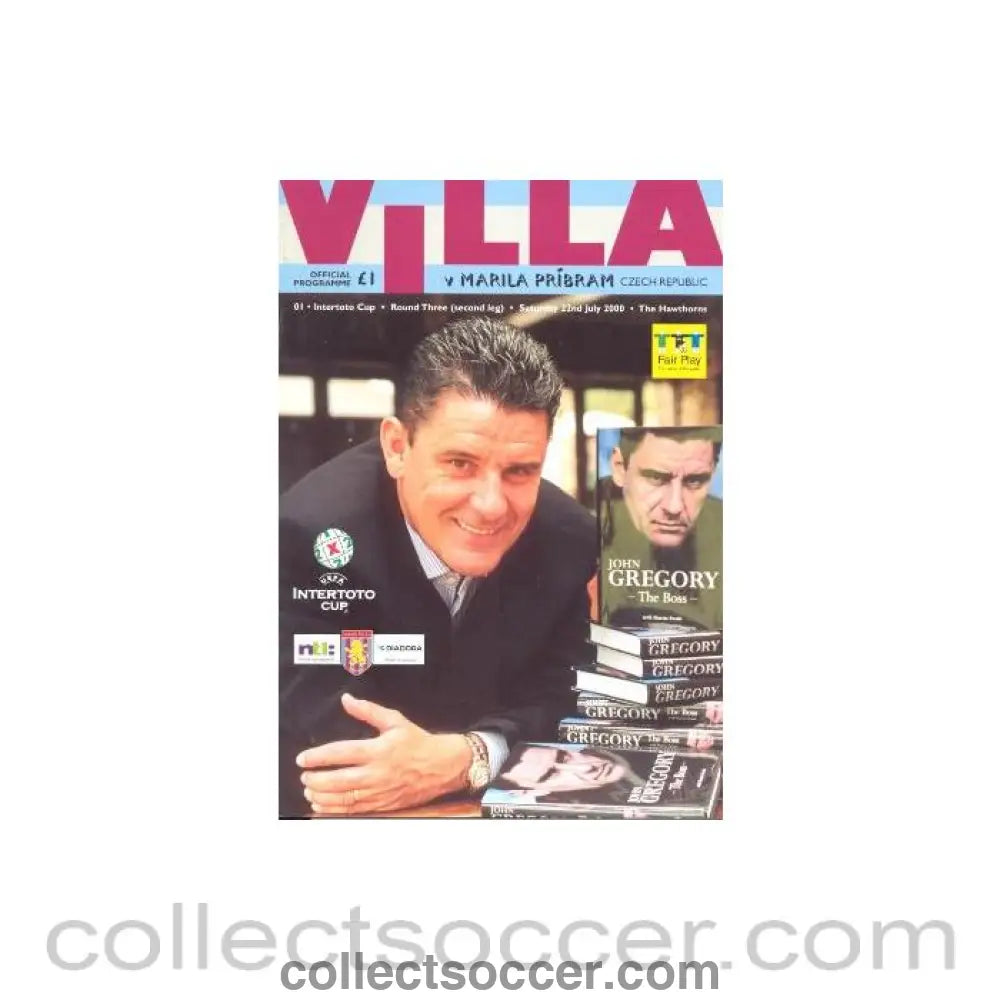 2000 - Aston Villa v Marila Pribram Czech Republic official programme 22/07/2000
