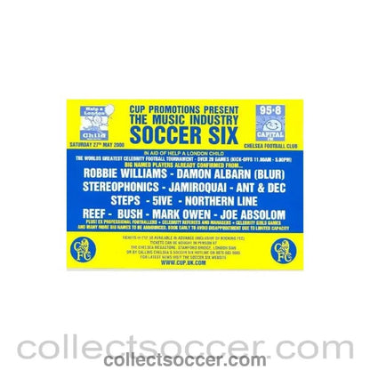 2000 - AtChelsea Cup Promotions presents The Music Industry Soccer Six 27/05/2000 leaflet - Collect Soccer
