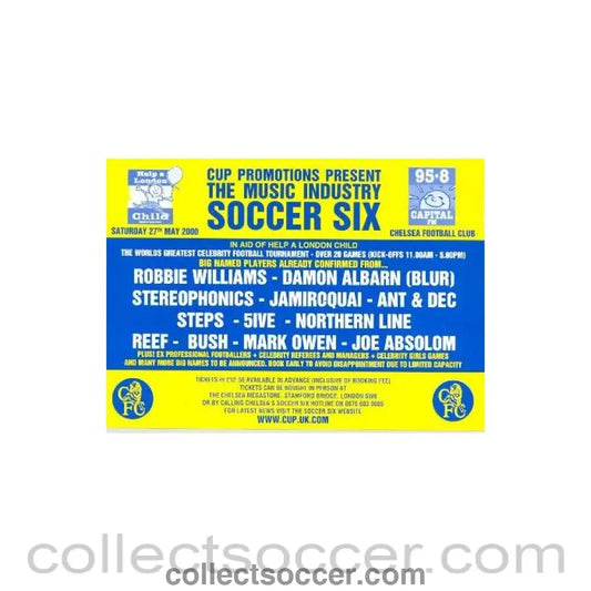2000 - AtChelsea Cup Promotions presents The Music Industry Soccer Six 27/05/2000 leaflet