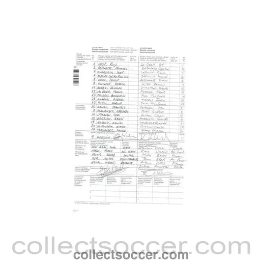 2000 - Barcelona v Chelsea official handwritten teamsheet 18/04/2000 Champions League