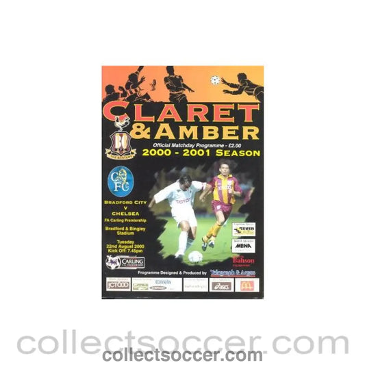 2000 - Bradford City vChelsea official programme 22/08/2000 Premier League