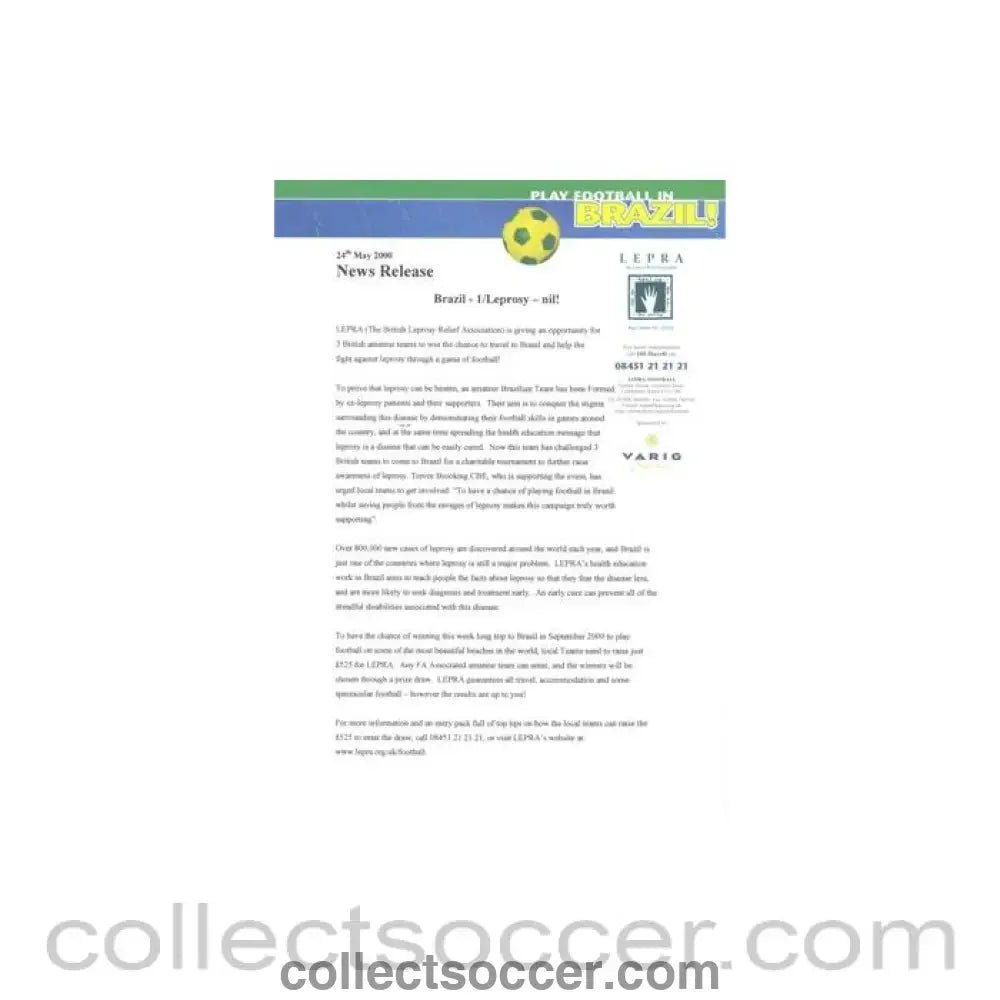 2000 - Brazil News Release of 24/05/2000 - Collect Soccer