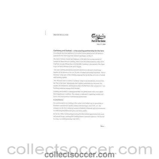 2000 - Carlsberg football press release of 17/05/2000