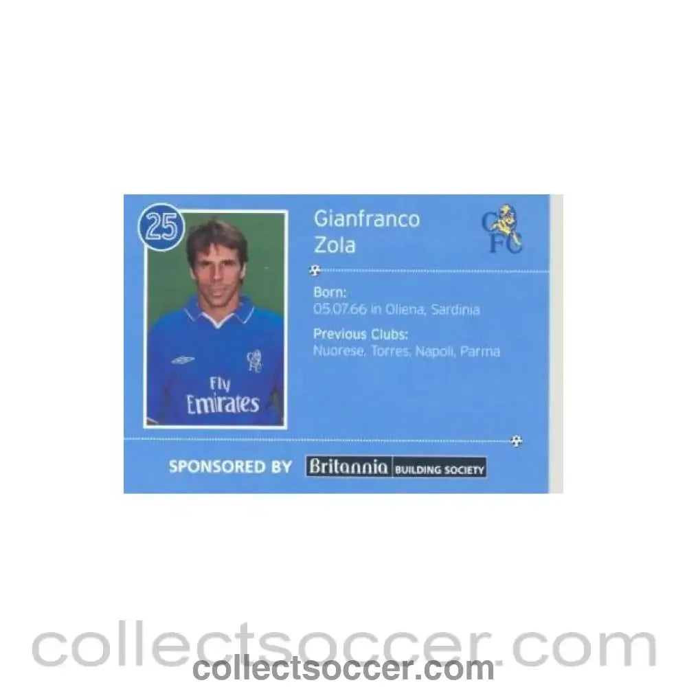 2000 - Chelsea Gianfranco Zola card of 2000-2001