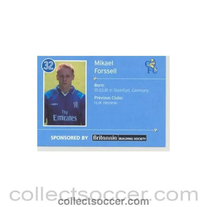 2000 - Chelsea Mikael Forssell card of 2000-2001 - Collect Soccer