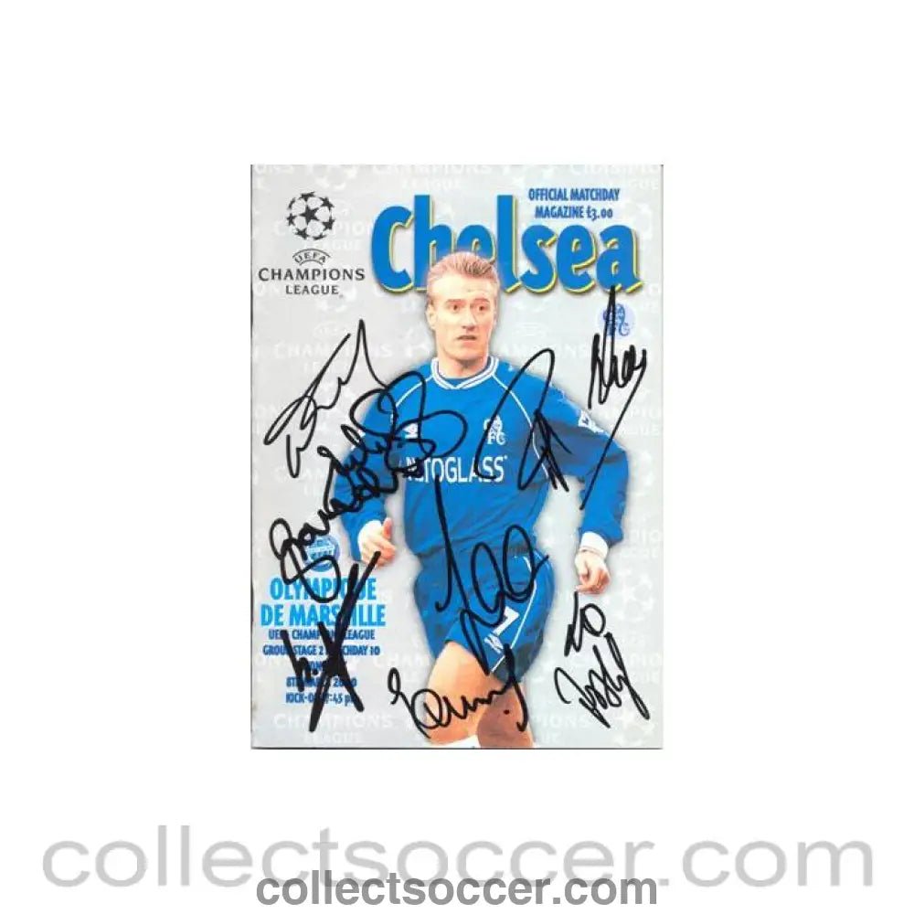 2000 - Chelsea v Olympique de Marseille official programme 08/03/2000 Champions League, multi - signed - Collect Soccer